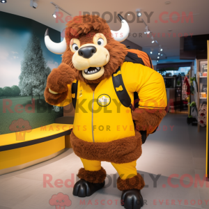 Gul bison maskot kostume...