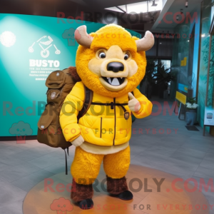 Geel bizon mascottekostuum...