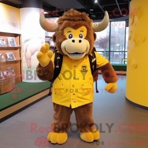 Geel bizon mascottekostuum...