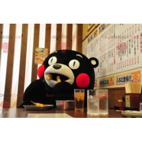 Black and white bear mascot with red cheeks - Redbrokoly.com