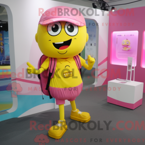 Geelroze mascottekostuum...