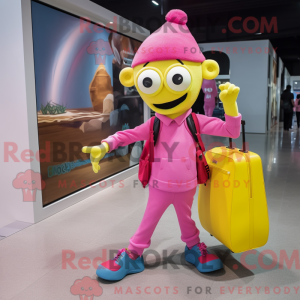 Geelroze mascottekostuum...