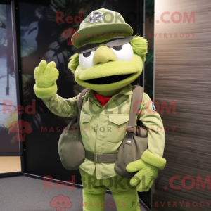 Limegrøn grøn baret maskot...