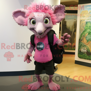Pink Aye-Aye maskot kostume...