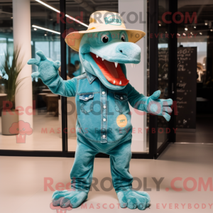 Turquoise Crocodile mascot...