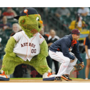 Mascotte d'extra-terrestre de monstre vert et orange -