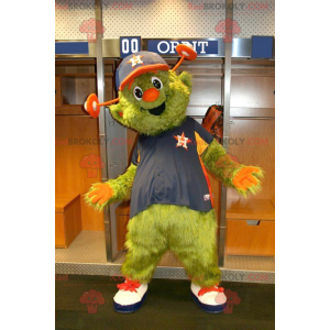 Mascotte d'extra-terrestre de monstre vert et orange -