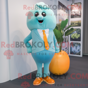 Cyan Abrikos maskot kostume...