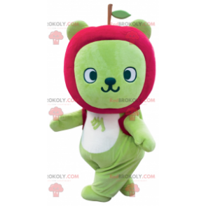 Green bear mascot with an apple-shaped head - Redbrokoly.com