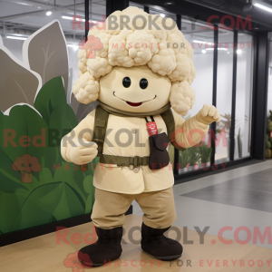 Beige blomkålmaskotkostyme...