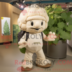 Máscara de cor bege estampada com calças cargo e gorros - Mascotes de couve-flor - REBROKO_276246 - RedBrokoly.com