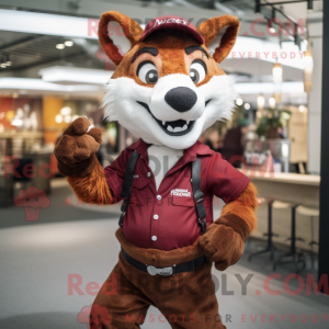 Maroon Fox mascottekostuum...