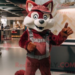 Maroon Fox maskot kostume...