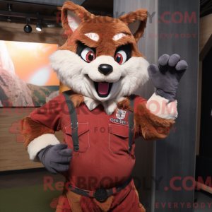 Maroon Fox mascottekostuum...