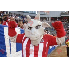 Mascota de búfalo gris en ropa deportiva - Redbrokoly.com