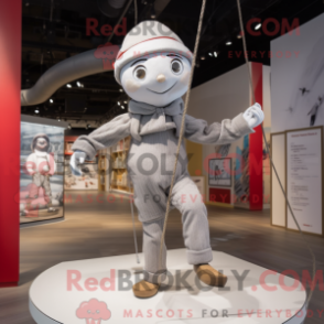 Fantasia de mascote de equilibrista prateado com camisa de popeline e gorros - Mascotes do Equilibrista - RedBrokoly.com