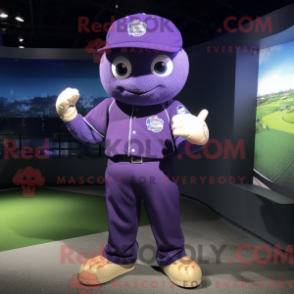 Fantasia de mascote de luva de beisebol roxa com macacão e bonés - Mascotes de beisebol - REBROKO_276297 - RedBrokoly.com