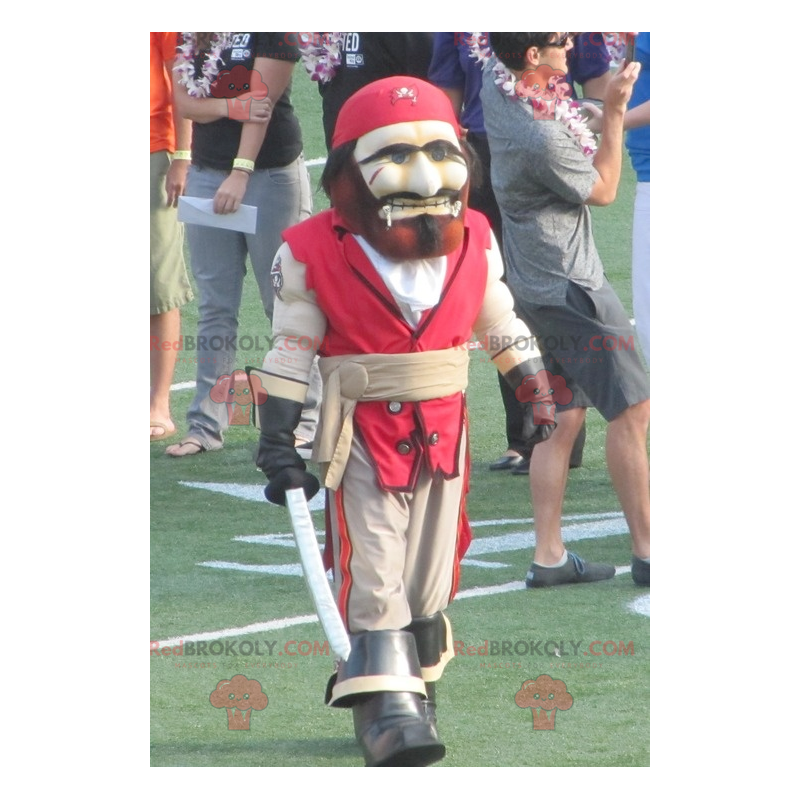 Mascote pirata vermelho e bege - Redbrokoly.com
