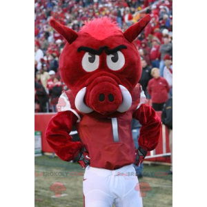 Red and white wild boar mascot - Redbrokoly.com