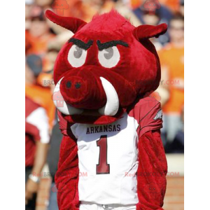 Red and white wild boar mascot - Redbrokoly.com