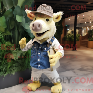 Cream Wild Boar maskot...