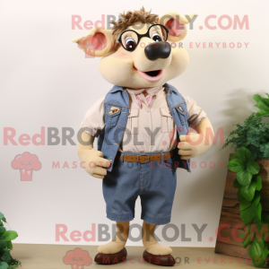 Krem villsvin maskot drakt...