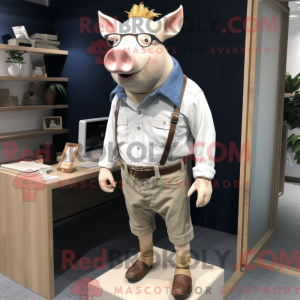 Krem villsvin maskot drakt...