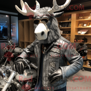 Silver Moose mascot costume...