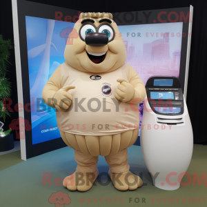 Beige Rugby Ball maskot...