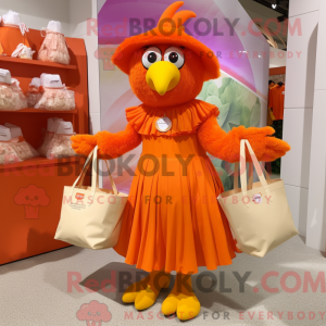 Orange Høns maskot kostume...