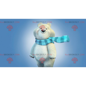 Mascote do urso polar com um lenço e um chapéu - Redbrokoly.com