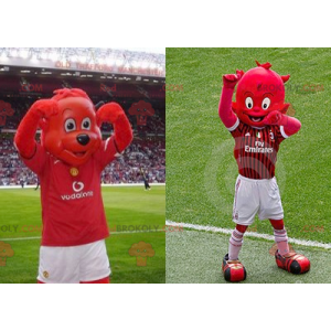 2 mascotas: un oso rojo y un diablillo rojo - Redbrokoly.com