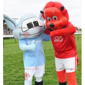 2 mascotas: un oso rojo y un diablillo rojo - Redbrokoly.com