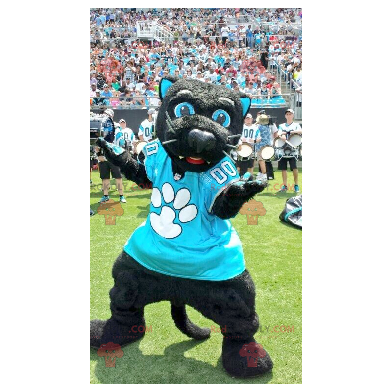 Big black and blue cat mascot - Redbrokoly.com