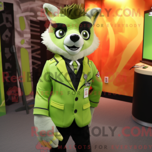 Lime Green Raccoon mascot...