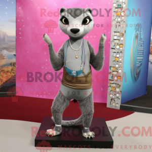 Grå Meerkat maskot kostume...