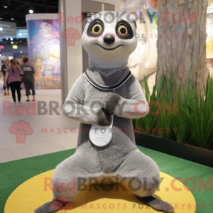 Grå Meerkat maskot kostume...