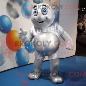 Silver Handball Ball mascot...