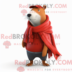 Rød Capybara maskot kostume...