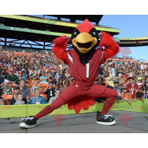 Mascotte rood zwart en geel vogel - Redbrokoly.com