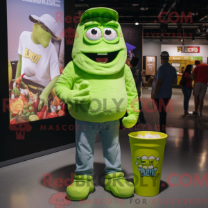 Lime Green Pop Corn mascot...