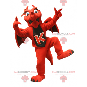 Mascotte de dragon rouge et noir - Redbrokoly.com