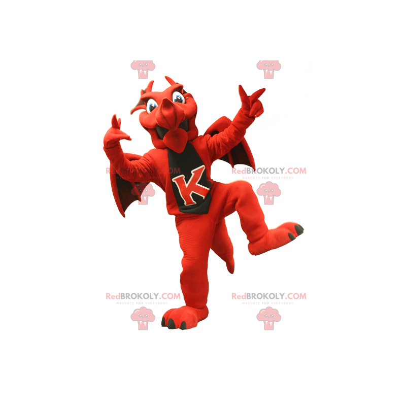 Mascotte drago rosso e nero - Redbrokoly.com