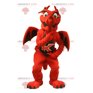 Mascotte de dragon rouge et noir - Redbrokoly.com
