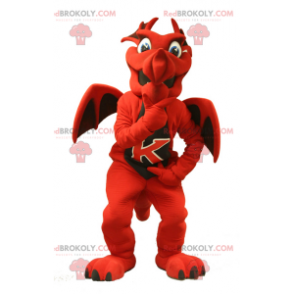 Mascotte de dragon rouge et noir - Redbrokoly.com