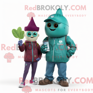 Teal Beet mascottekostuum...