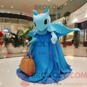Sky Blue Manta Ray maskot...