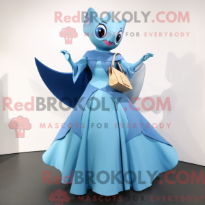 Sky Blue Manta Ray maskot...