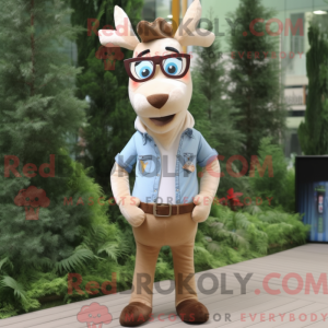 Beige Deer maskot kostume...
