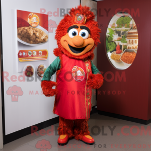 Rød Biryani maskot kostume...
